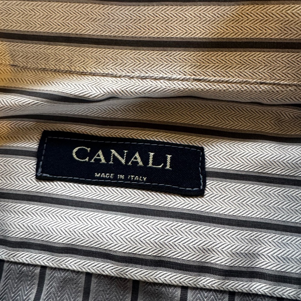 Canali Medium Dress Shirt  Striped Made In Italy Luxury Button Down Long Sleeves - Picture 3 of 8